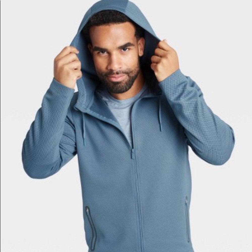 Men's Textured Fleece Premium Full-Zip Hoodie